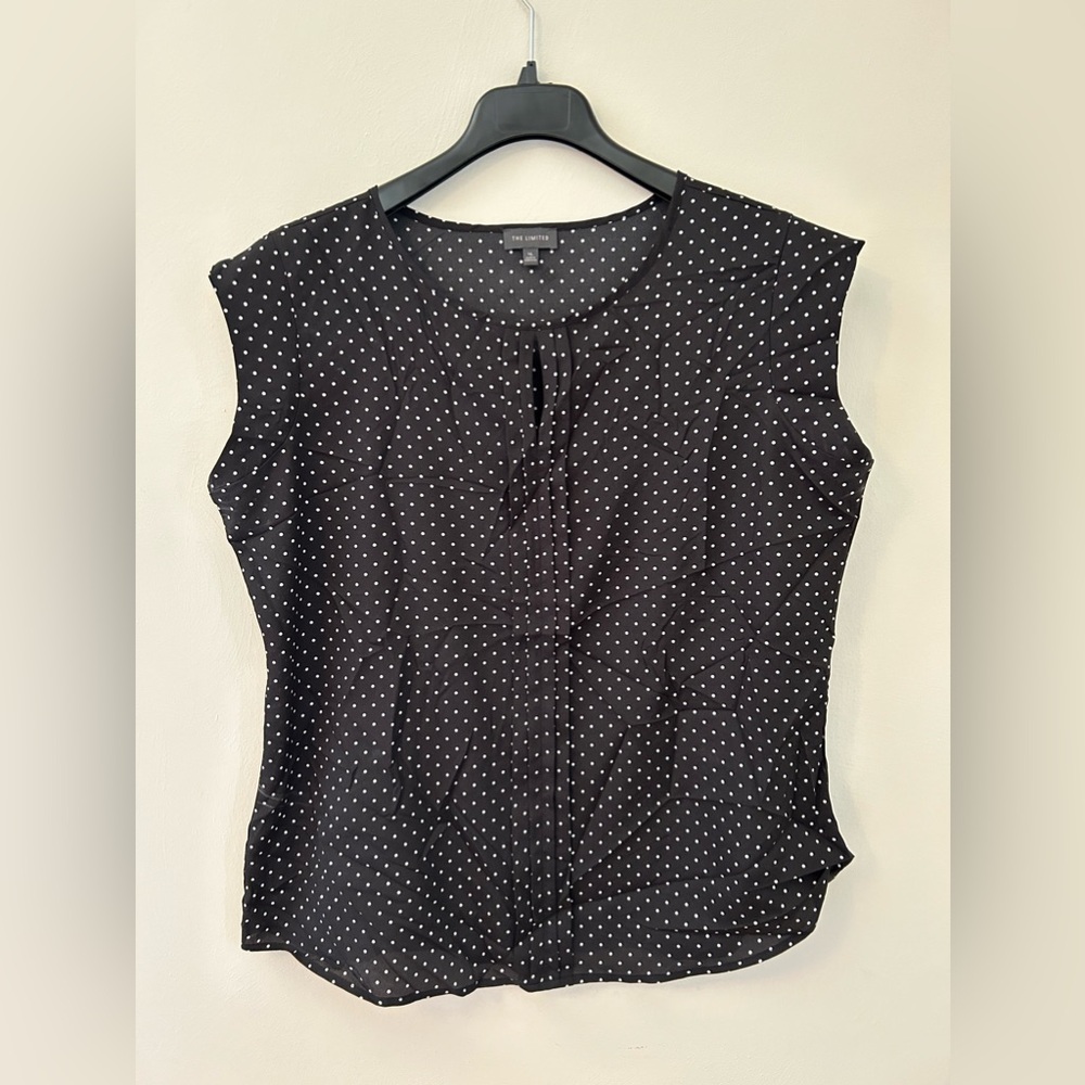 The Limited Black and White Polka Dot Blouse (XL)